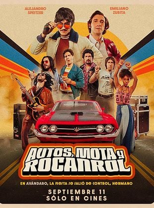 Cartel de  Autos, mota y rocanrol