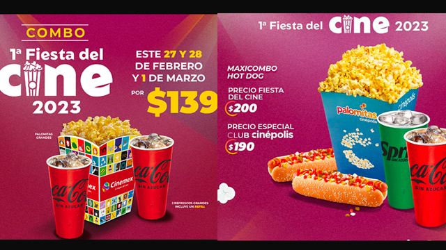 Fiesta del cine 2023: Consigue tu combo de palomitas por menos de 90 pesos en  Cinemex y Cinépolis - Noticias de cine 