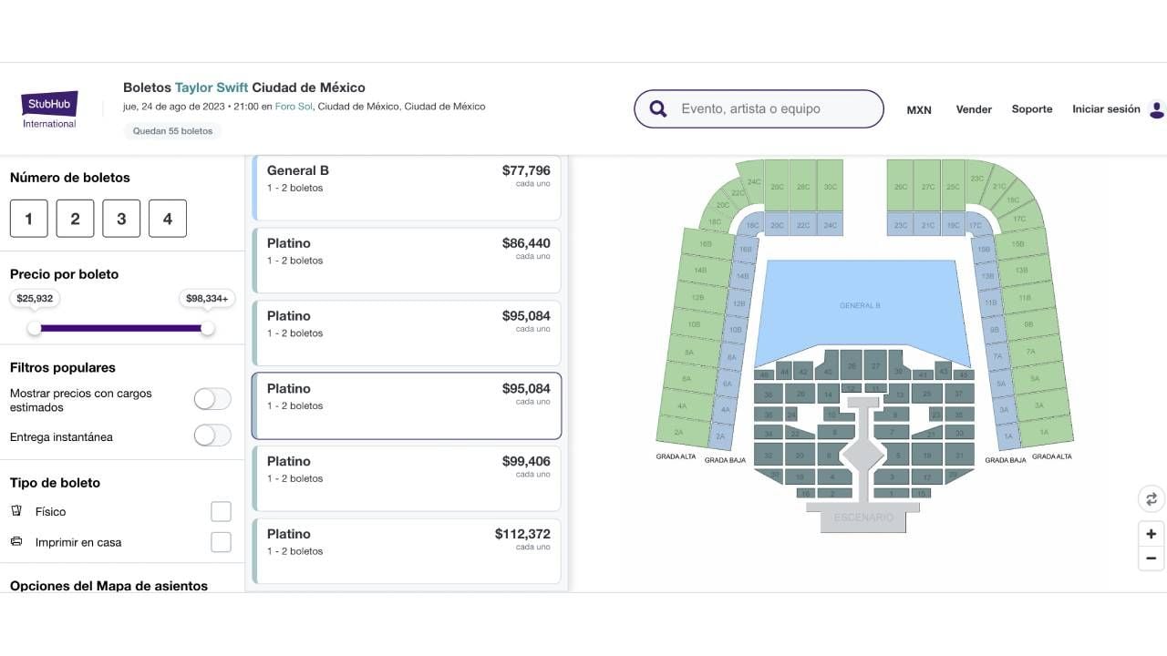 Estos son los precios de la reventa para ver a Taylor Swift