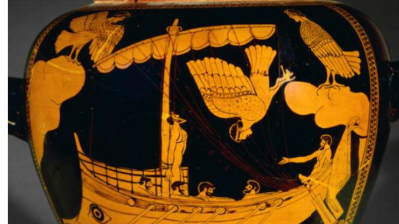El barco de Odiseo pasando las Sirenas.