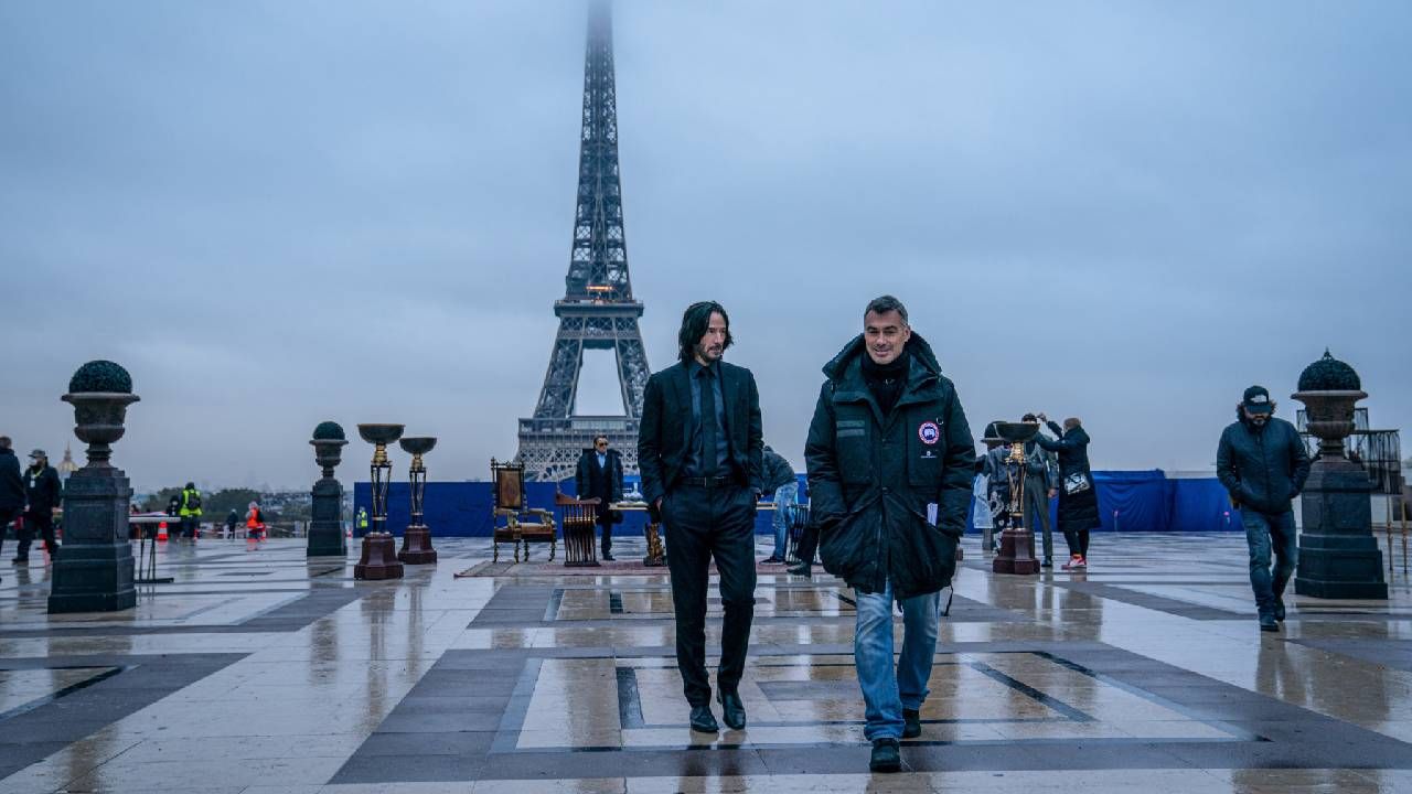 Reeves y Stahelski filmando 'John Wick 4' en París