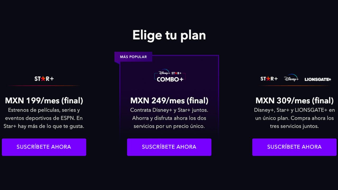Los planes con Star Plus.