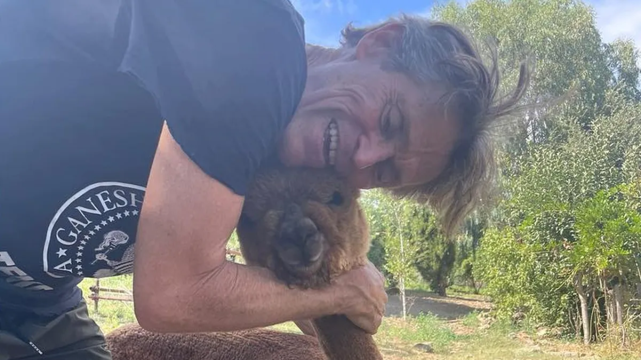 Willem Dafoe con su alpaca favorita.