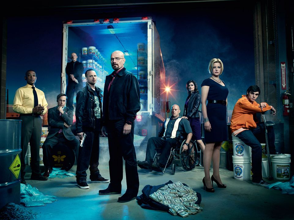 Foto Betsy Brandt, RJ Mitte, Jonathan Banks, Aaron Paul, Anna Gunn, Giancarlo Esposito, Dean Norris, Bryan Cranston, Bob Odenkirk