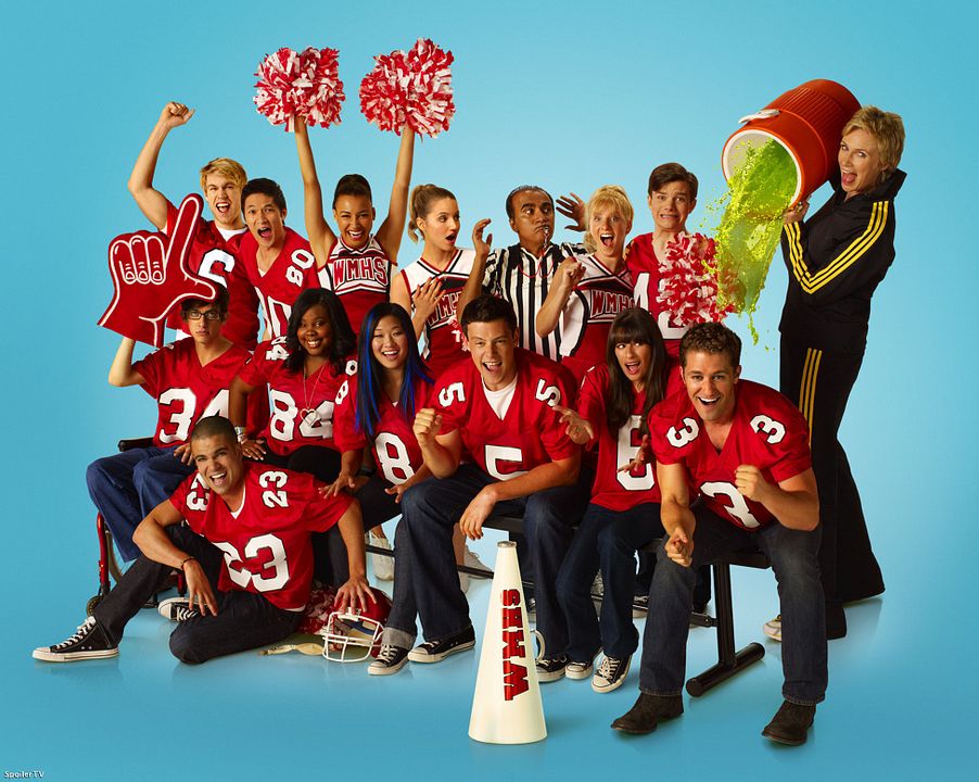 Foto Naya Rivera, Lea Michele, Jayma Mays, Matthew Morrison, Cory Monteith, Dianna Agron, Chris Colfer, Mark Salling, Amber Riley, Jenna Ushkowitz, Kevin McHale, Harry Shum Jr., Heather Morris, Jane Lynch