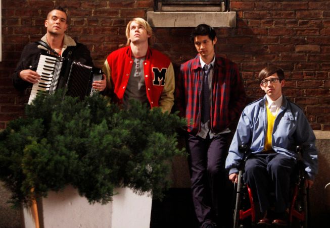 Glee : Foto Harry Shum Jr., Mark Salling, Kevin McHale, Chord Overstreet