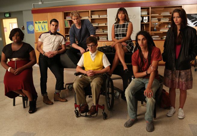 Glee : Foto Samuel Larsen, Melissa Benoist, Jenna Ushkowitz, Kevin McHale, Darren Criss, Chord Overstreet, Alex Newell