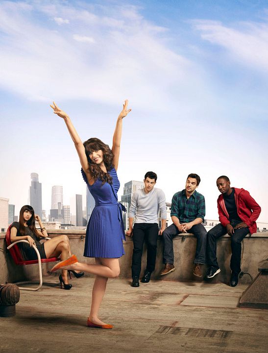 Foto Jake Johnson, Max Greenfield, Zooey Deschanel, Hannah Simone, Lamorne Morris