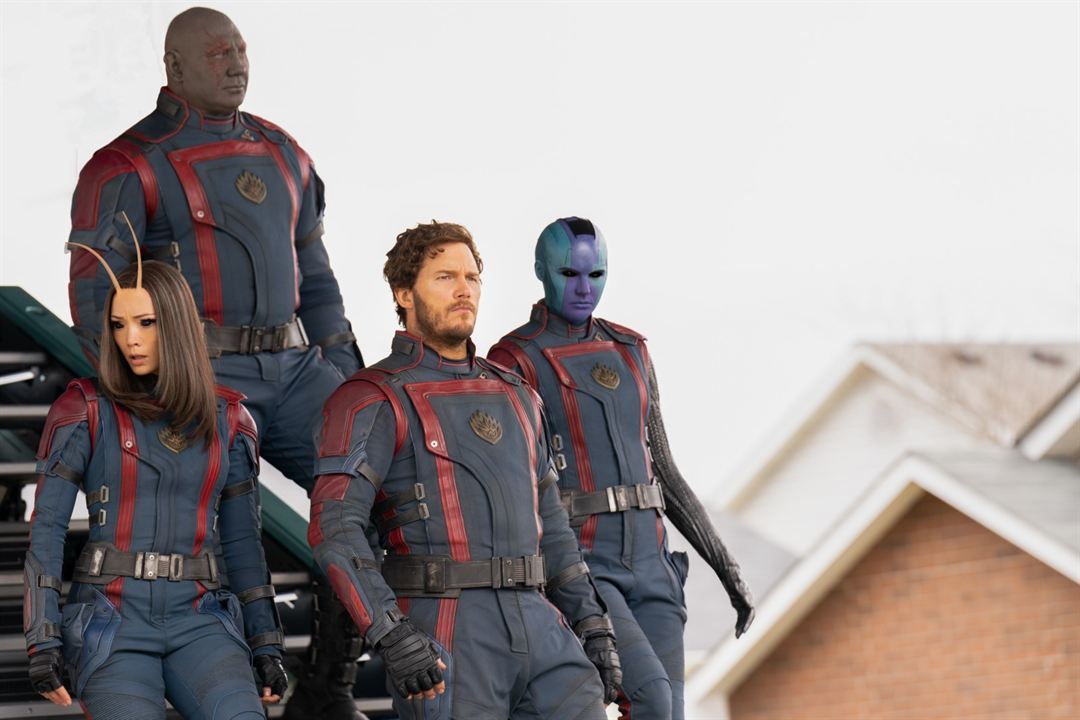 Guardianes de la galaxia Vol. 3 : Foto Chris Pratt, Dave Bautista, Pom Klementieff, Karen Gillan