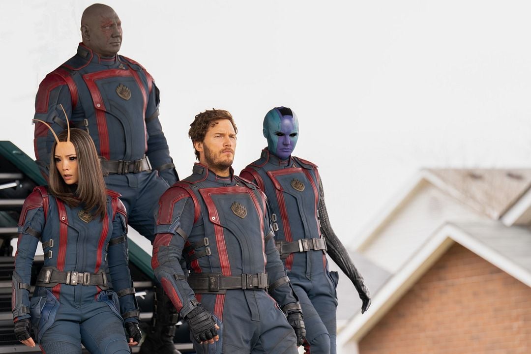 Guardianes de la galaxia Vol. 3 : Foto Dave Bautista, Pom Klementieff, Karen Gillan, Chris Pratt